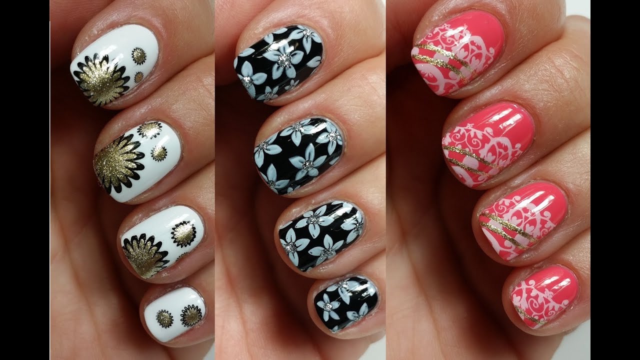 3 Easy Nail Art Designs for Short Nails | Stamping