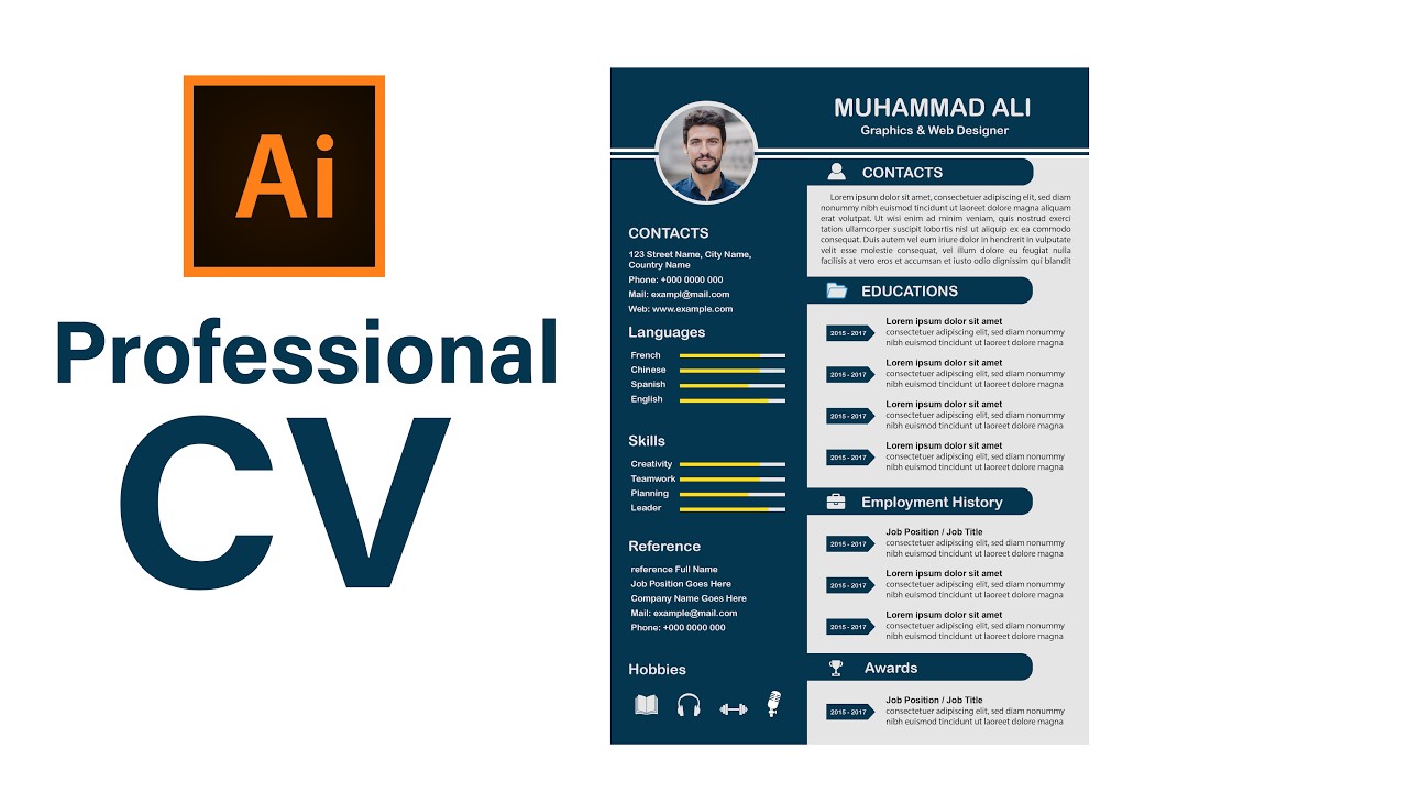 CV Design in Adobe Illustrator | Professional Resume Tutorial Urdu/Hindi
