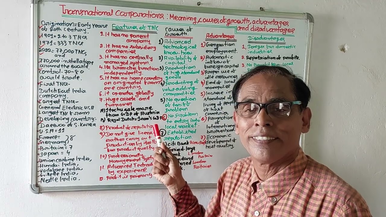 209)Transnational Corporations:Meaning,Causes of growth,advantages and disadvantages.