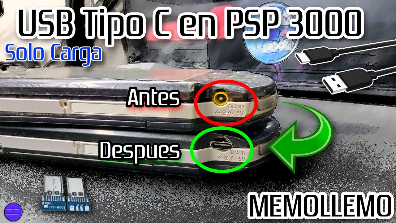 USB Tipo C en PSP 3000 | Cargador USB C |