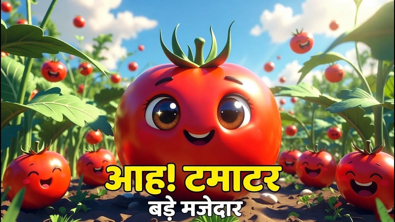 आह! टमाटर बड़े मज़ेदार 🍅 | Tomato Rhyme in Hindi | Kids Rhymes | 3D Cartoon Poem