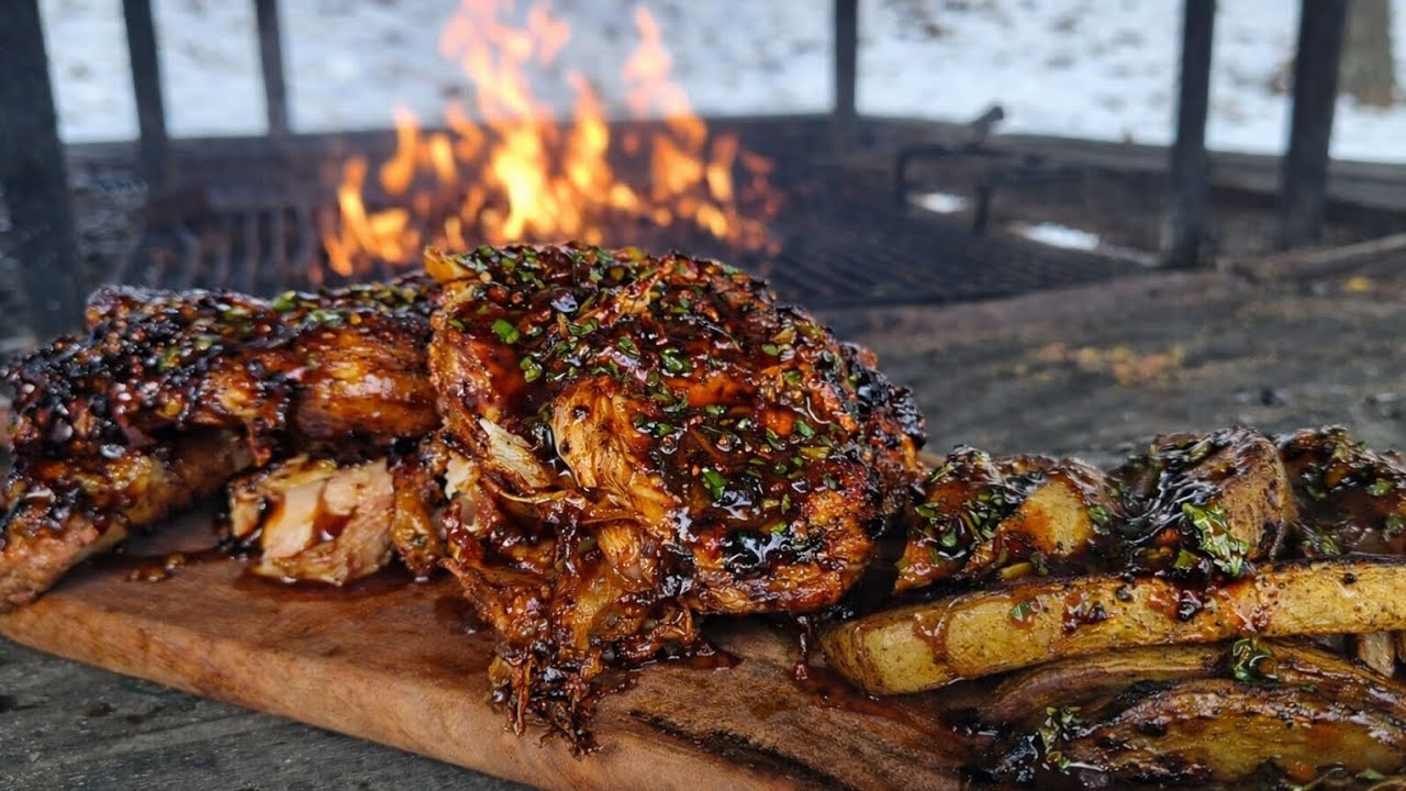 Perfectly Grilled Chicken with a Rich, Flavorful Sauce & Roasted Potatoes