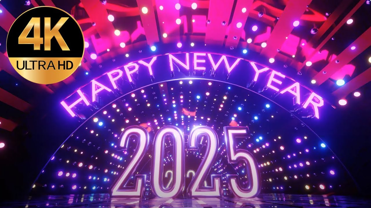 5 hour Happy New Year 2025 Metallic Blue Pink Color Relaxing Big-Screen Abstract  Video Background