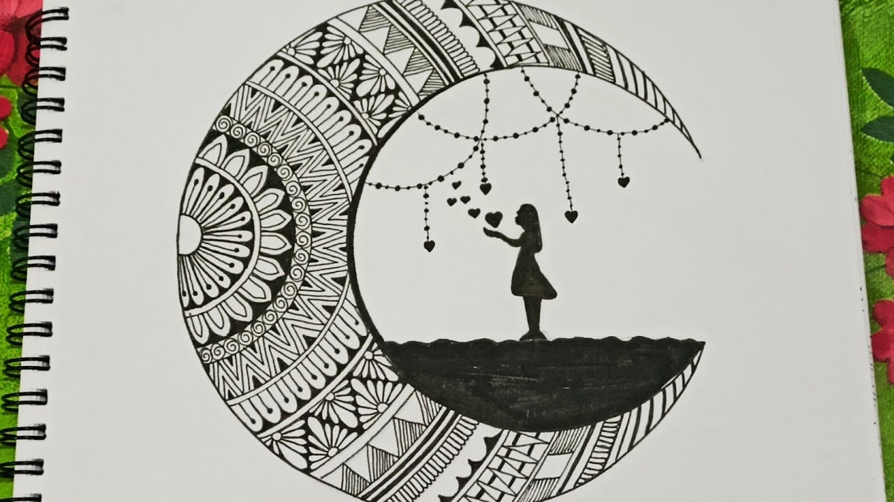 Half moon mandala || Mandala art for beginners 