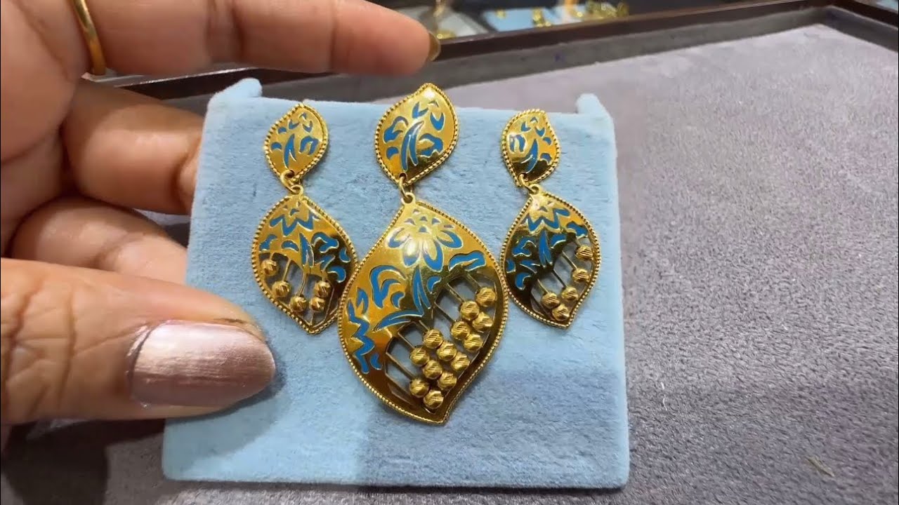 Starts 4gram Pendant Set From Tanishq/Daily wear Gold Pendant Sets/Uncut Diamond/Gold Earrings/Deeya