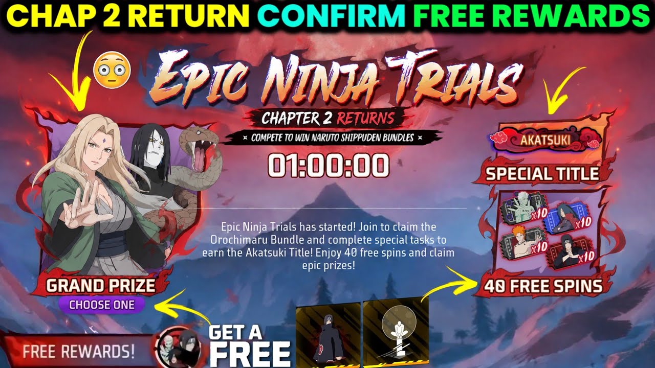 NARUTO CHAP 2 EVENT CONFIRM REWARDS 🔥 -para SAMSUNG,A3,A5,A6,A7,J2,J5,J7,S5,S6,S7,S9,A10,A20,A30,A50