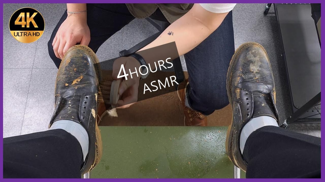 4시간  마른 진흙 범벅 구두닦이 ASMR! The most satisfying 4 Hours of Dry Mud Shoe Shine ASMR - no Talking