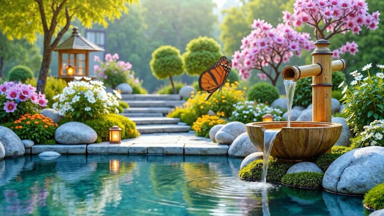 Peaceful Music to Relieve Stress and Anxiety 🌿 Healing Piano Music, Bamboo Water Sounds for Sleep