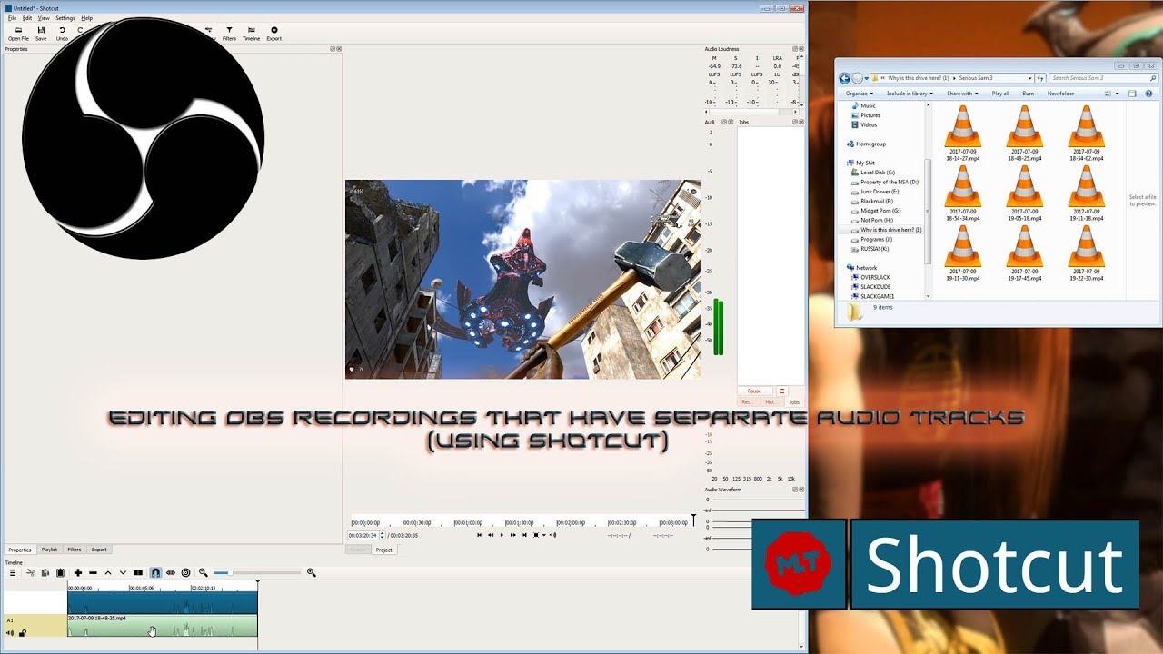 Editing OBS recordings that have separate audio tracks (using Shotcut)