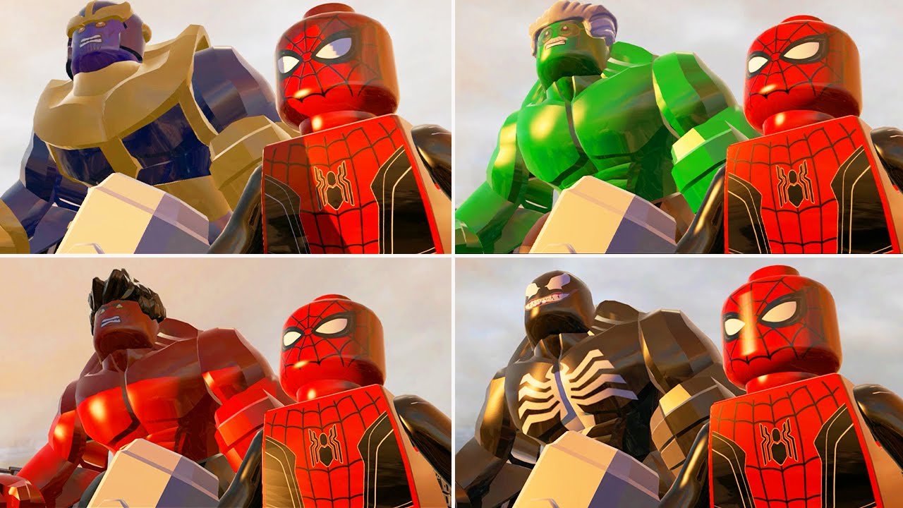 Все персонажи с большой фигурой HULK THOR Smash с человеком-пауком в LEGO Marvel Super Heroes