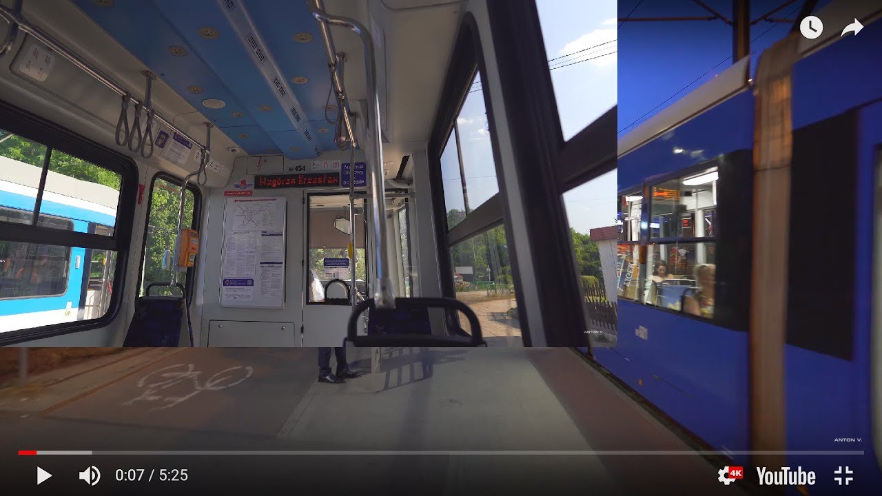 Poland, Kraków, tram 5 ride from Wzgórza Krzesławickie to Bieńczycka