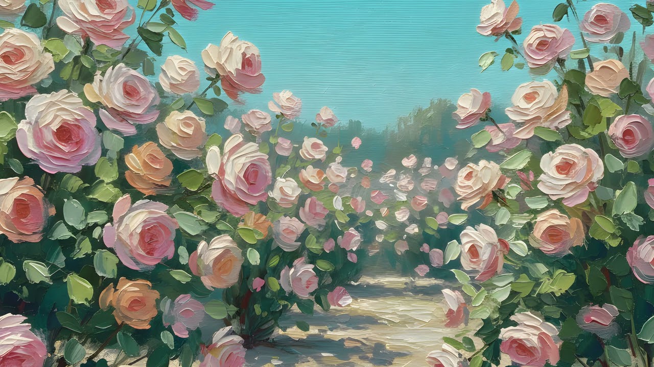 Spring Flowers UHD TV Art Silent Screensaver | Nature Wallpaper l 2 Hours TV Art Roses Oil Painting