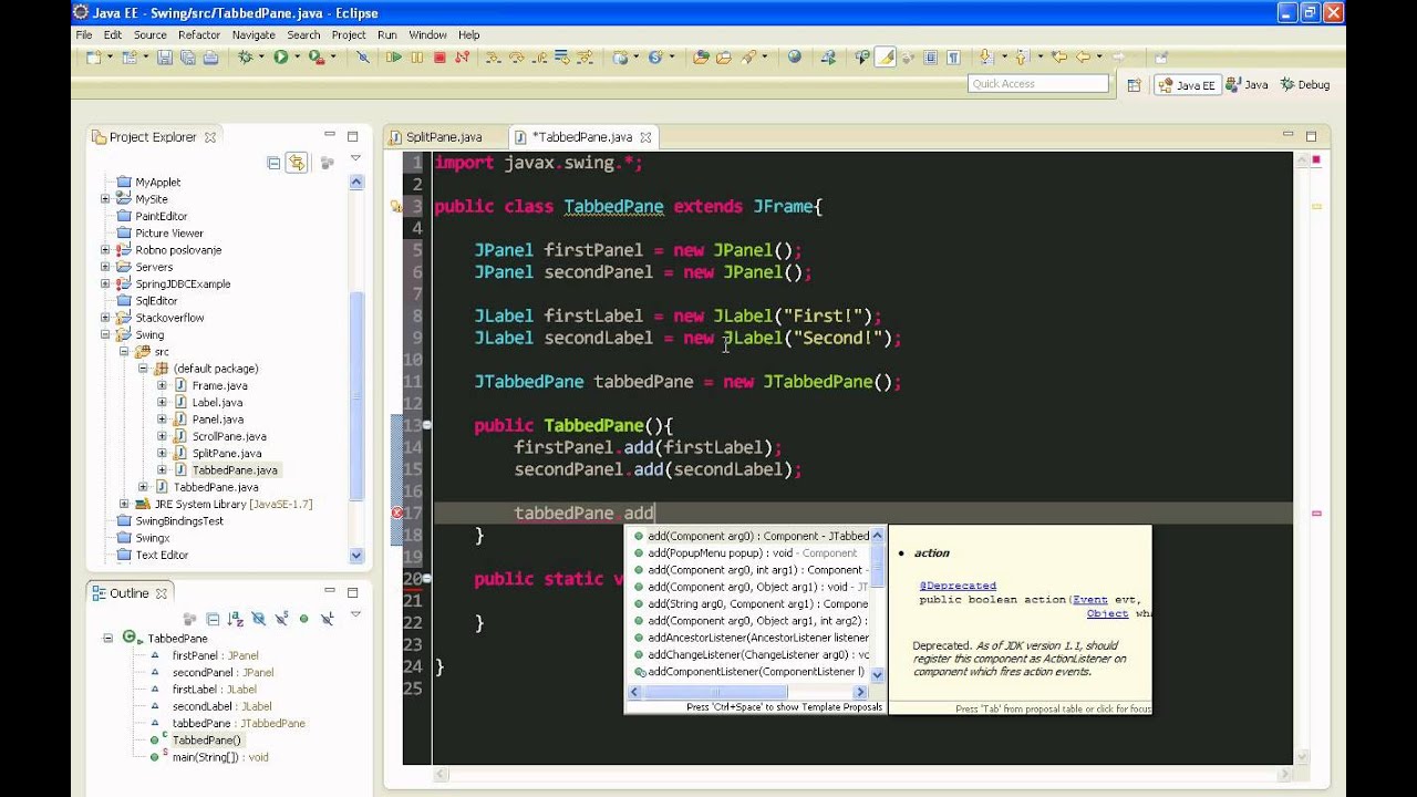 Java swing GUI tutorial #6: JTabbedPane