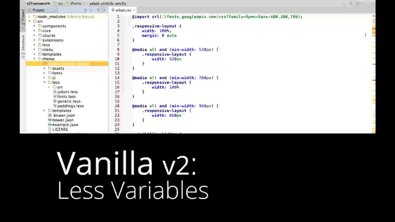 Using Less in Adapt's Vanilla theme