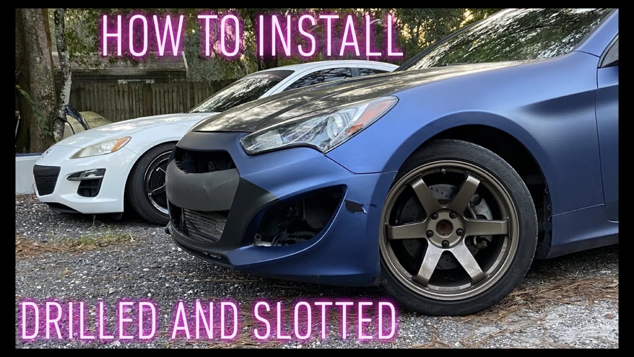 How to install drilled and slotted Genesis Coupe brake rotors!
