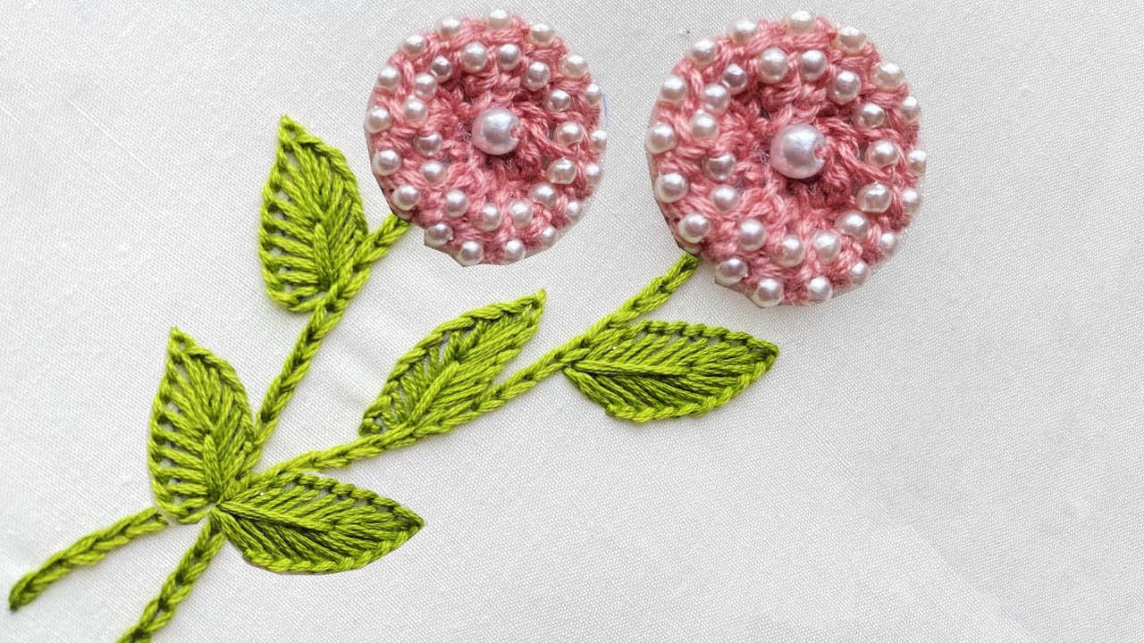 Very Beautiful Pearl Fluffy Hand Embroidery Stitch - 3D Embroidery For All over