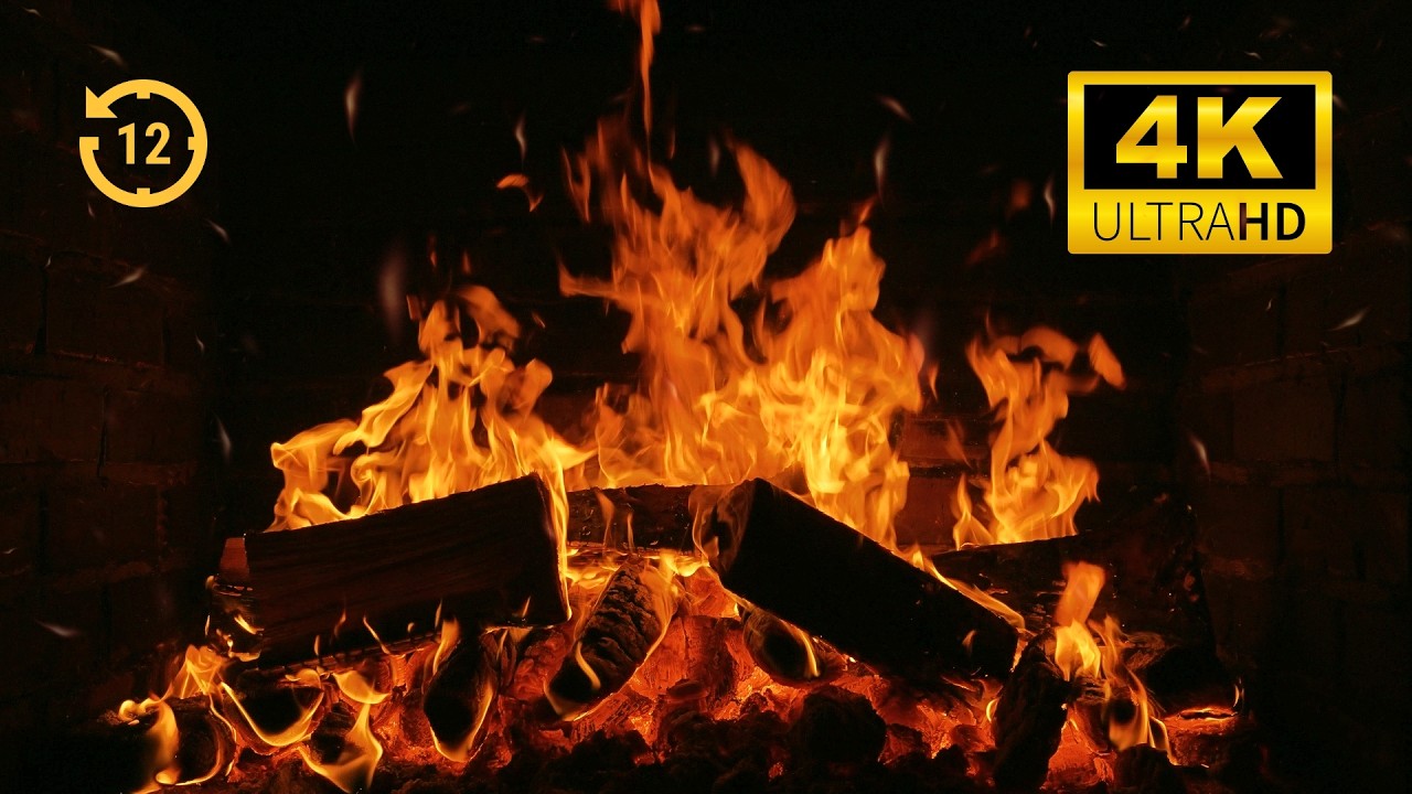 12 Hours Pure Black Screen Fireplace 🔥 Authentic High-Fidelity Fire Sounds, No Music, Deep Rest 🌌