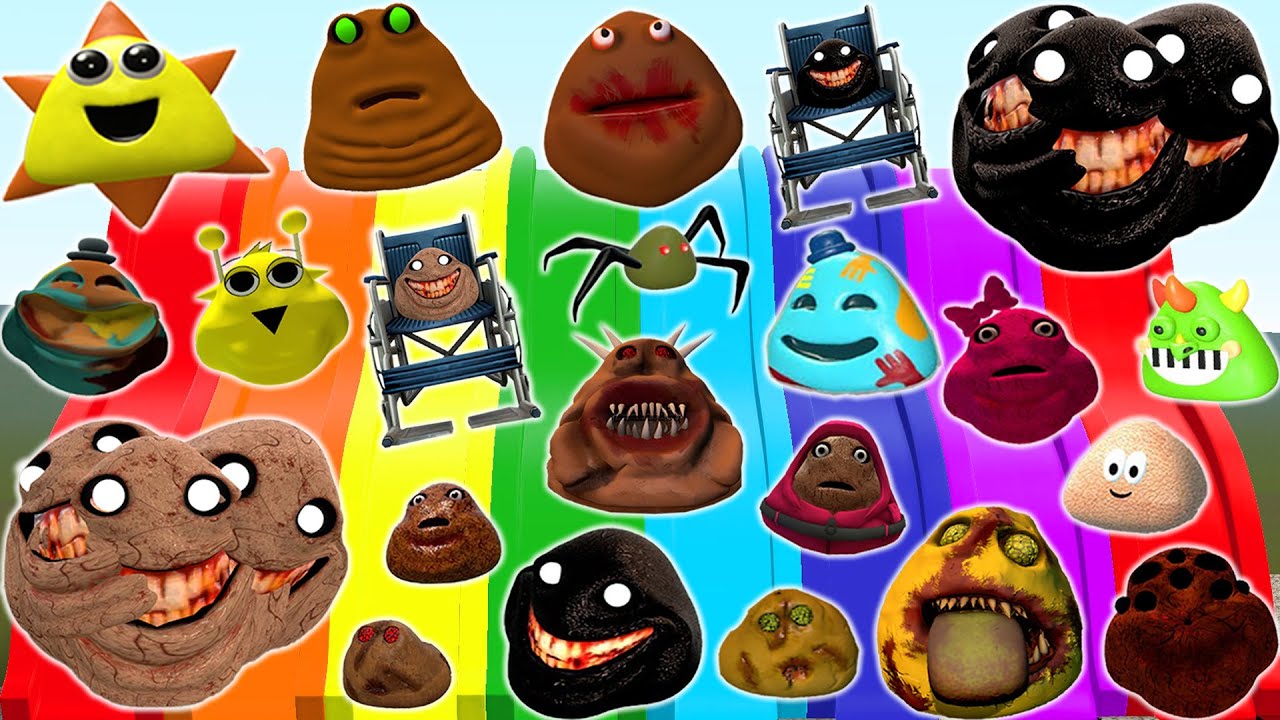 DESTROY ALL NEW 3D POU BOU'S REVENGE & ALPHABET LORE FAMILY in RAINBOW SLIDE Garry's Mod