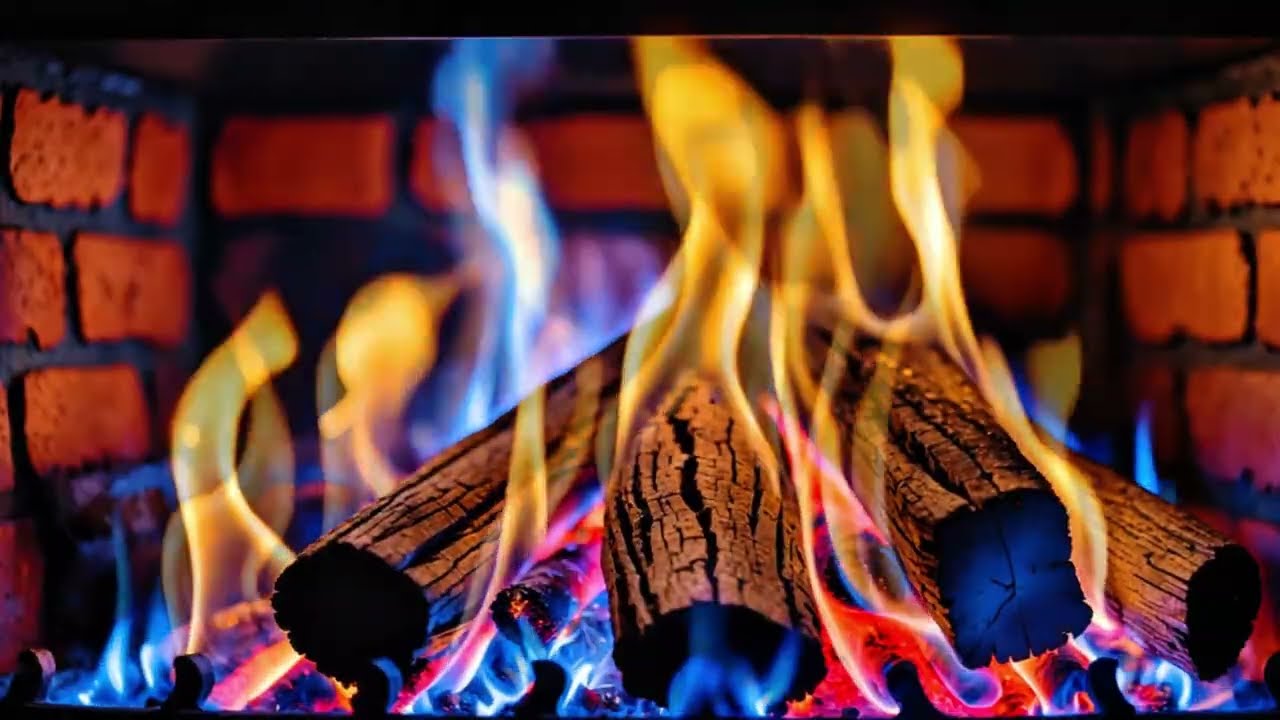 4K Cozy Fireplace with Blue & Orange Flames – Cinematic Fireplace  for Deep Sleep & Relaxation
