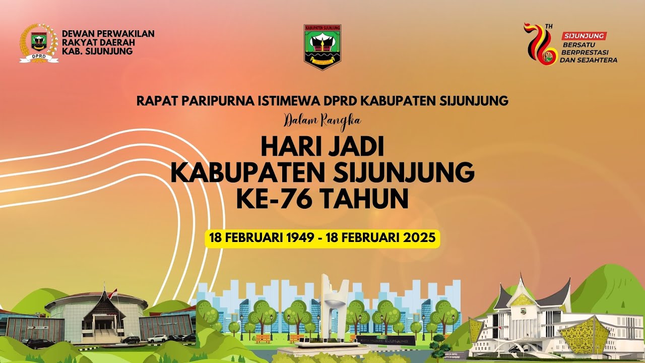 LIVE : Rapat Paripurna Istimewa DPRD Kab.Sijunjung Dalam Rangka Hari Jadi Kabupaten Sijunjung ke 76