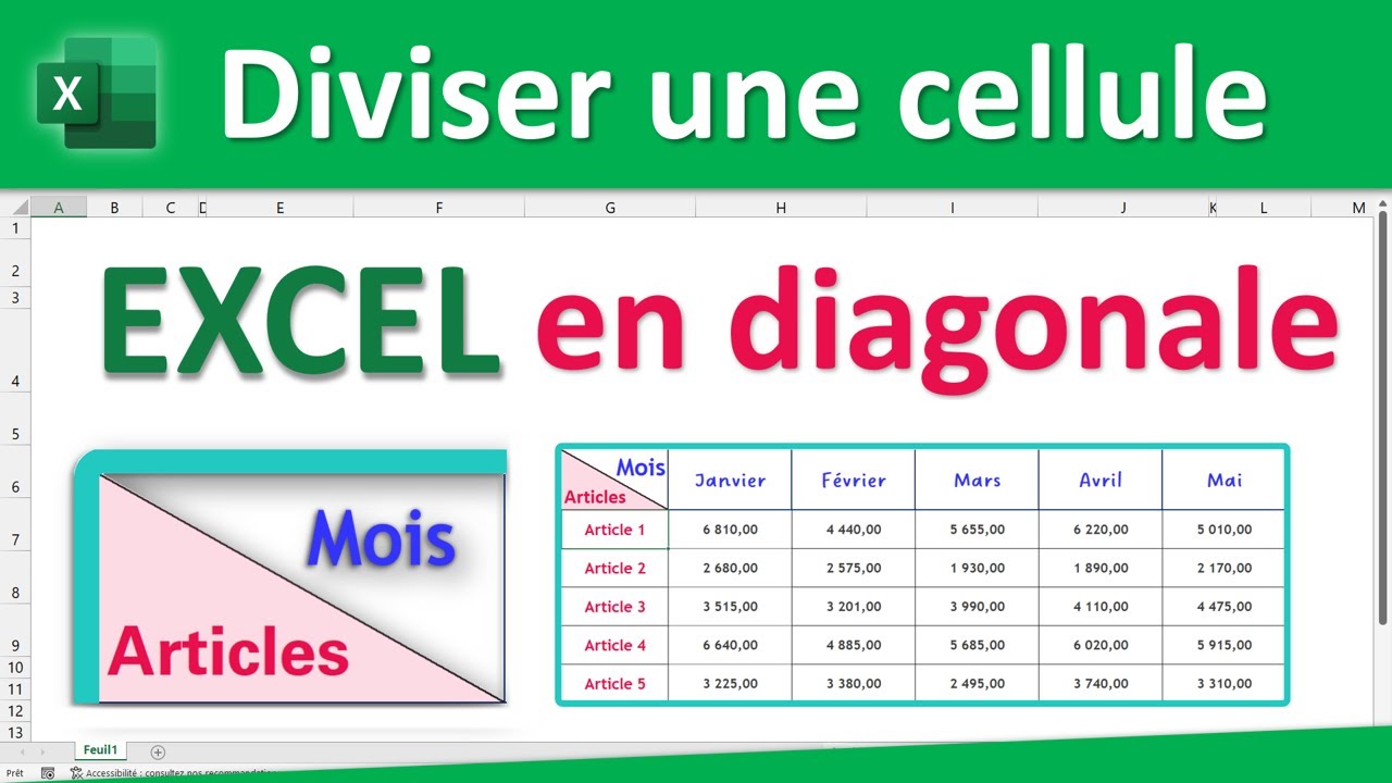 Diviser une cellule EXCEL en diagonale + UNE ASTUCE