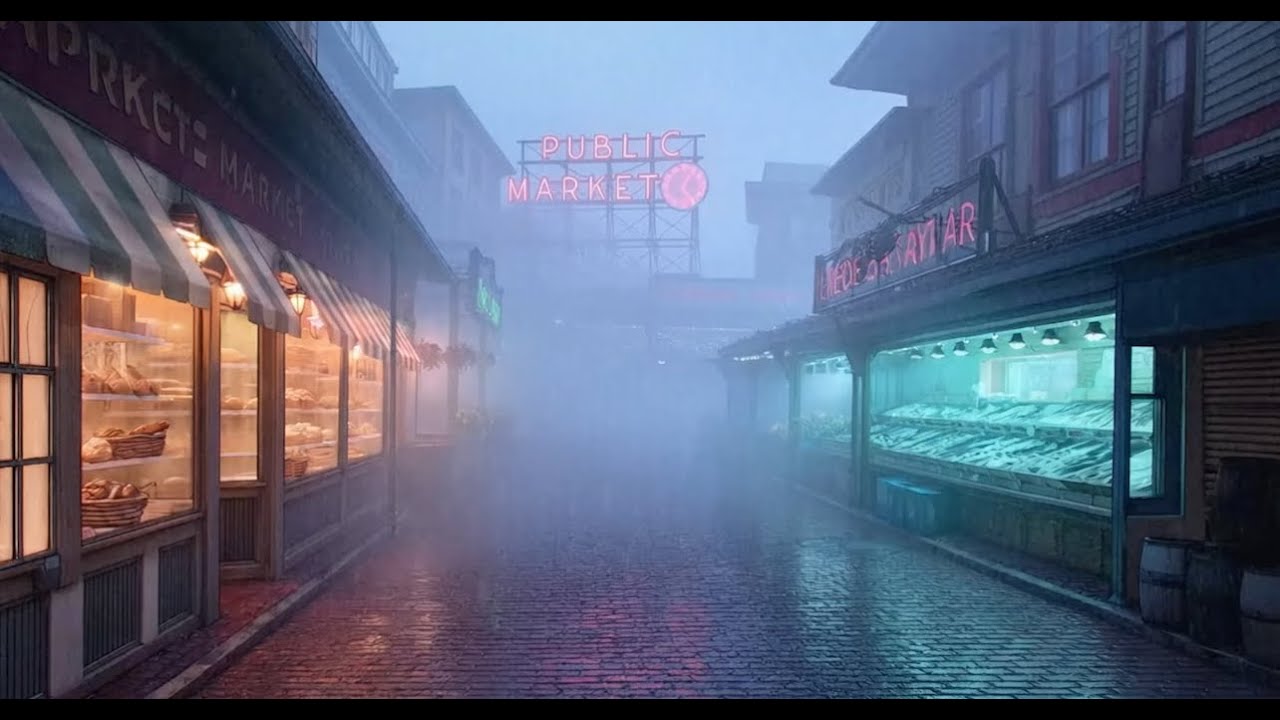 Foggy Seattle Morning ☁️ Pike Place Market | Lofi Rain Ambience for Study & Relaxing