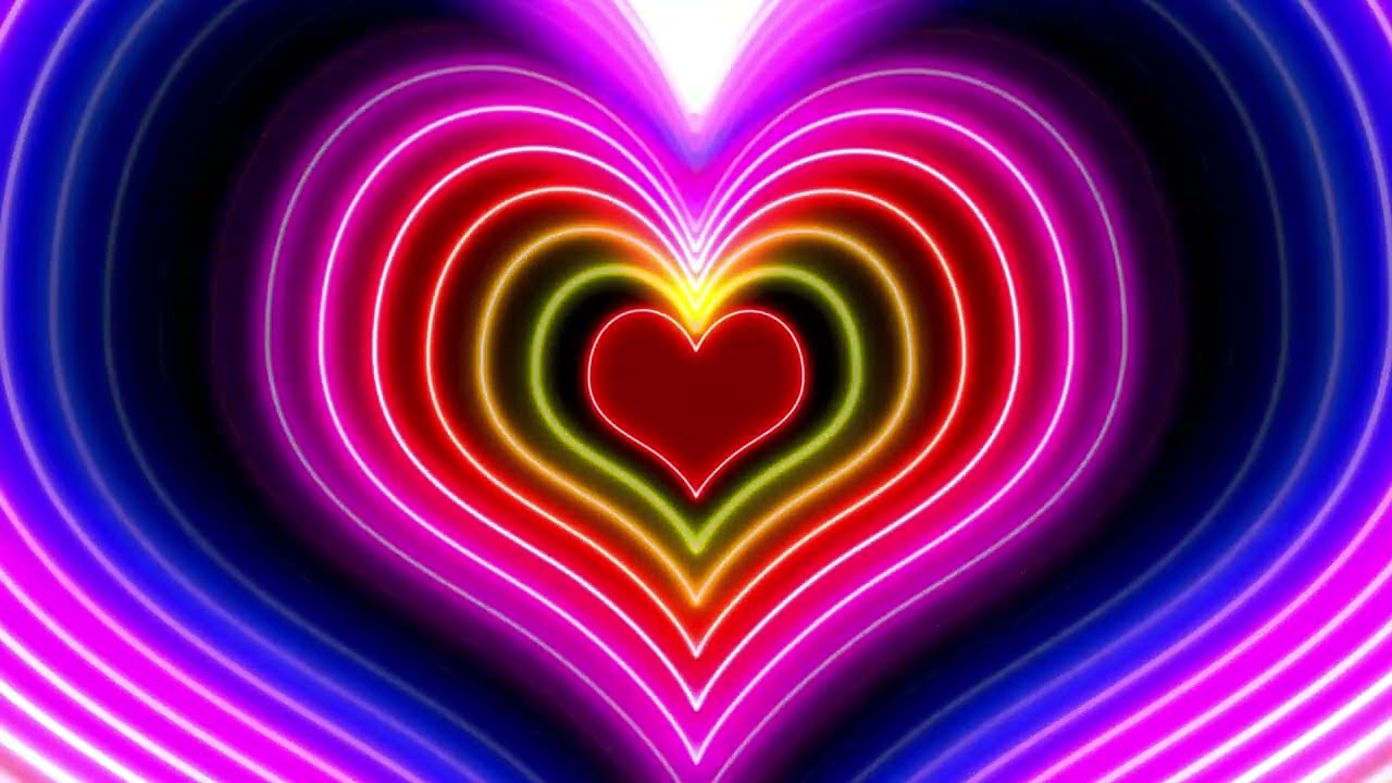 Neon Heart Light Tunnel Background | Pink & Purple Glowing Motion Loop #light #stage #vj