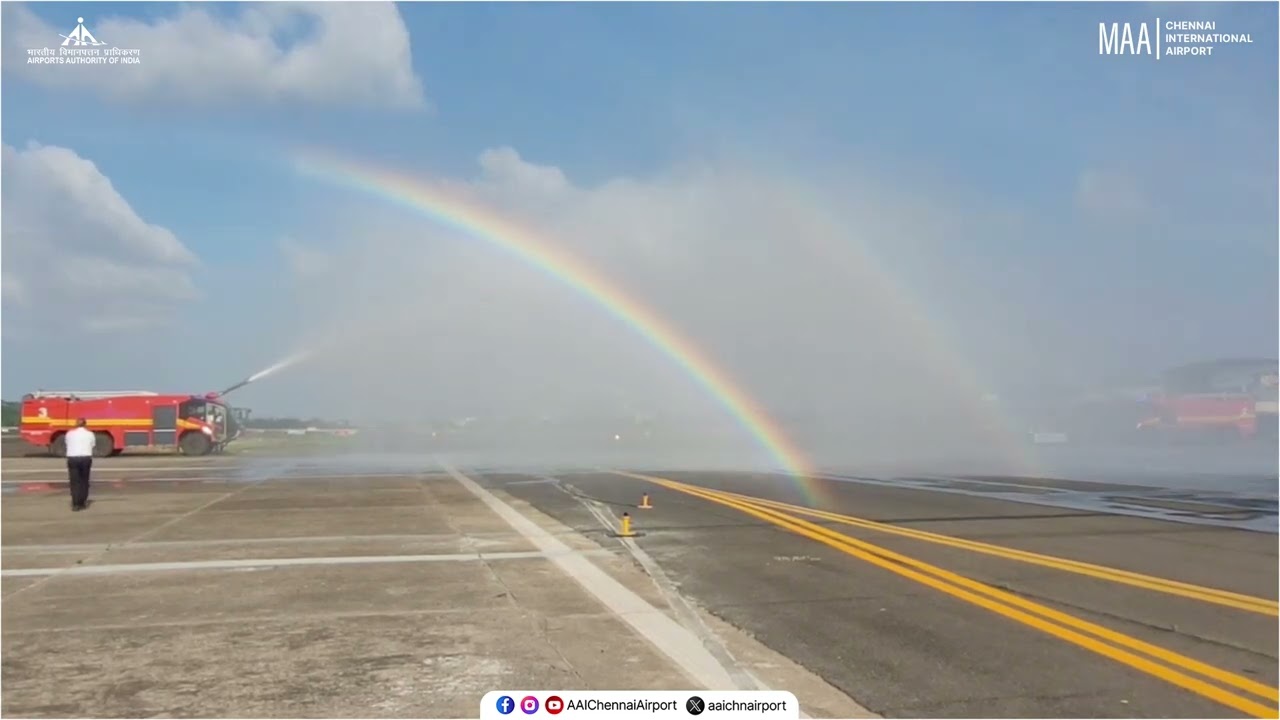 AfcomCargo's inaugural freighter from #Bangkok received a water cannon salute at #ChennaiAirport.