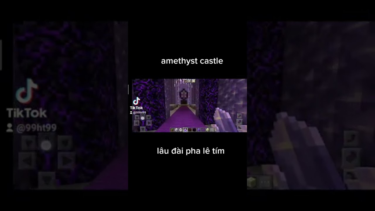 My purple castle  💜 in Minecraft made by amethyst and crying obsidian