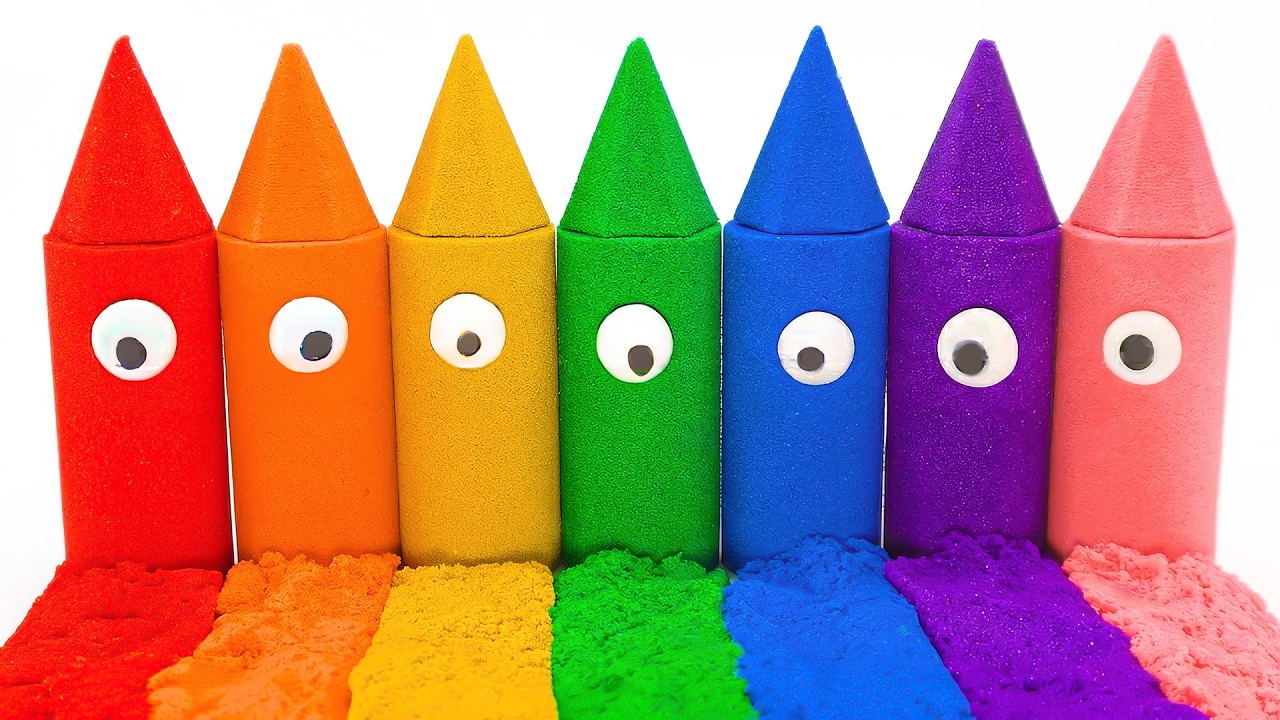 Satisfying DIY Rainbow Clown Pencil Kinetic Sand Cutting ASMR 🌈 Kinetic Sand ASMR