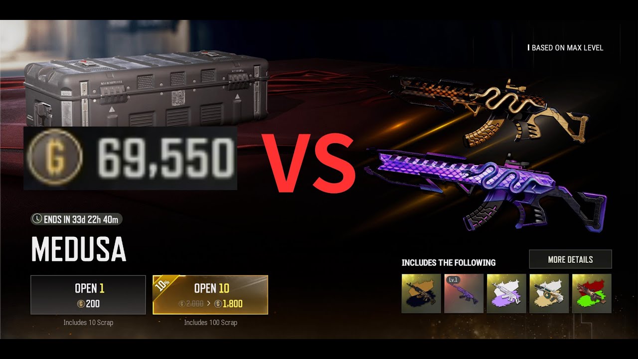PUBG 69550 G-Coin vs Medusa (Gold Charcoal)