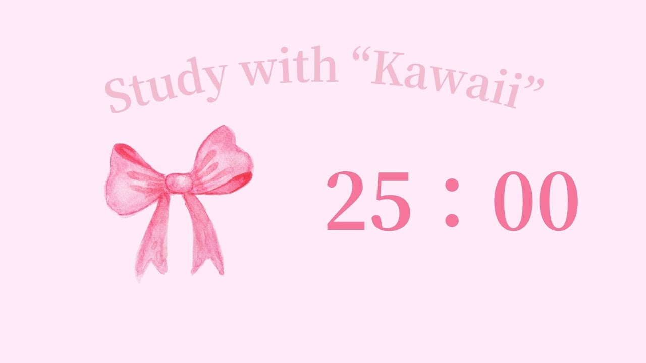 1H study with Pink🎀Ribbon 25/5 Pomodoro Timer | cafe music