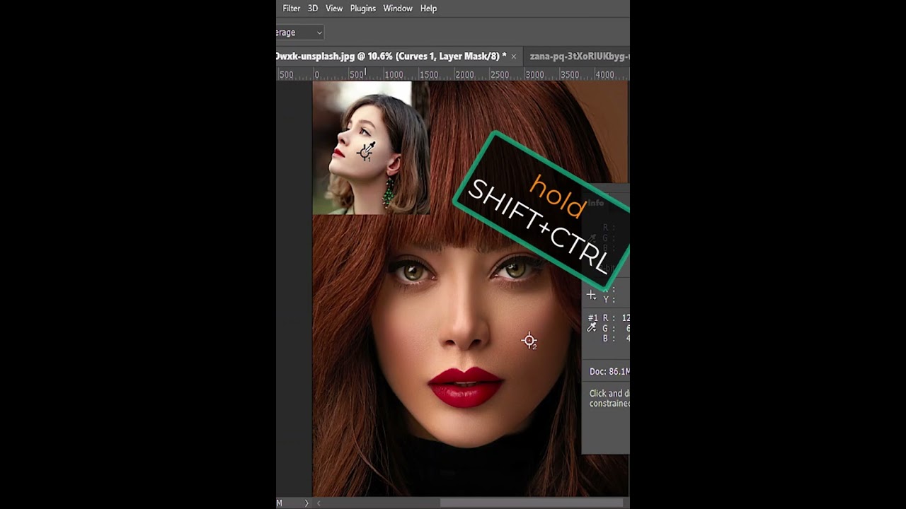 How to match skin tone 👩 using color sample tool in photoshop 2022