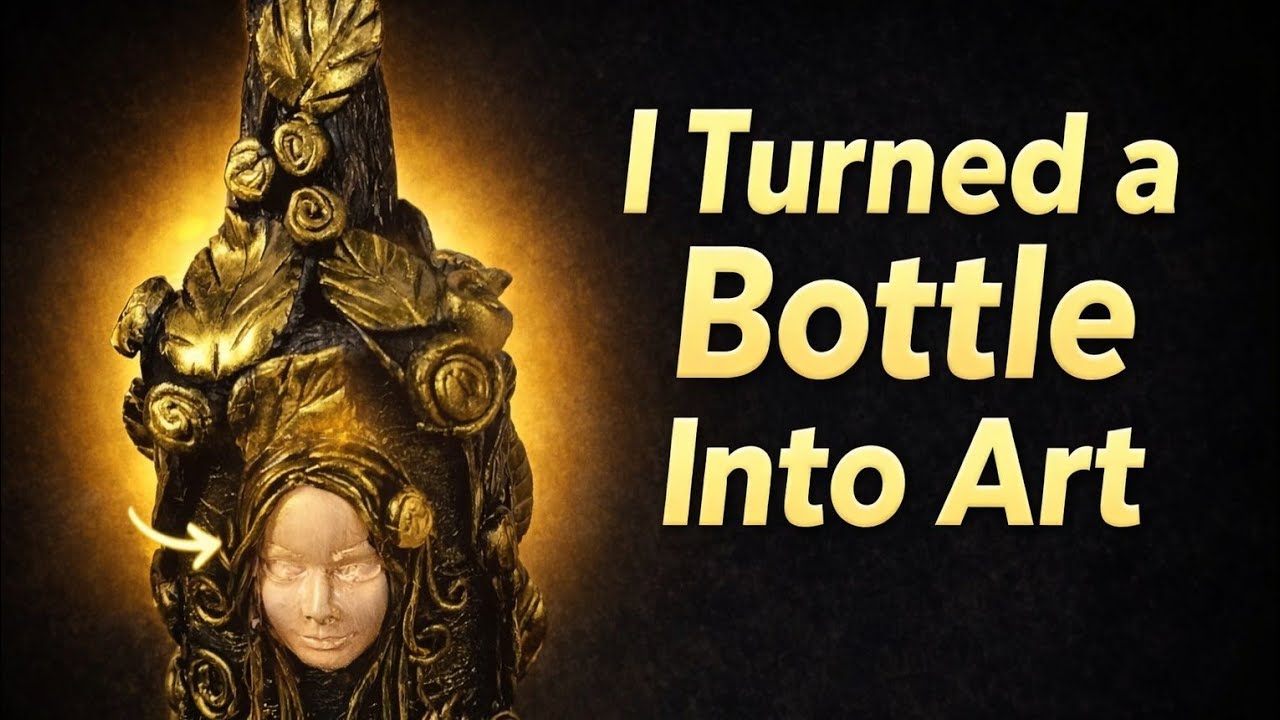 Clay Face Bottle Art | Nature Inspired Sculpture | 