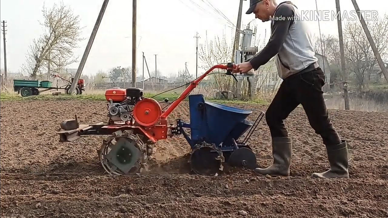 Мотоблок Форте, посадка картошки.Полтавская картофелесажалка.