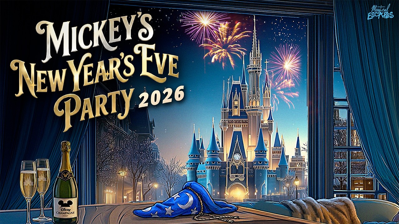 Mickey's New Year's Party 🎉 | Cozy Disney Ambience & Cinderella Castle View (4K)