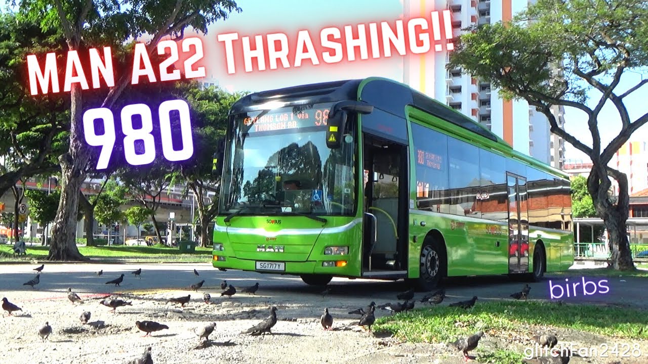 Voith MAN A22 Rush Hour Thrashing on 980 - SG1717Y [SMRT]