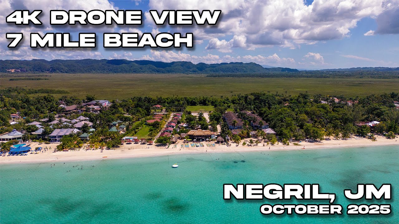 7 Mile Beach in Negril, Jamaica | October 9, 2025 | 4k Drone View