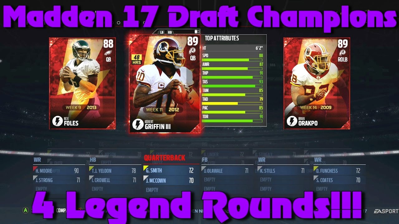 Madden 17 Draft Champions 4 Legend Rounds!! My Best Draft Ever!