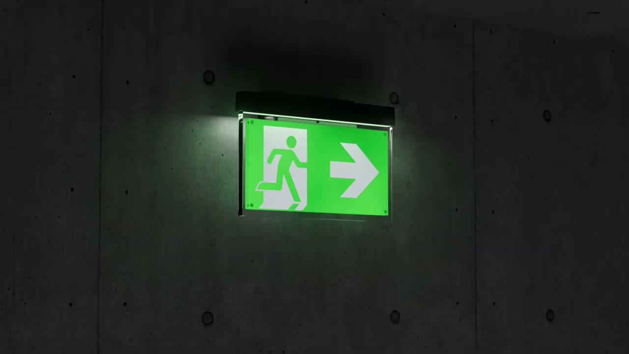 Montageanimation Notausgangsschild