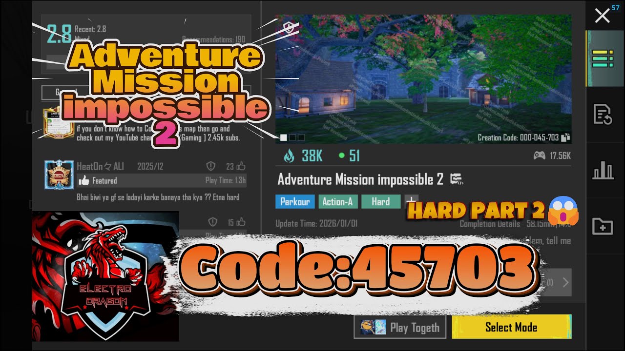 BGMI Adventure Mission Impossible 2 😱🔥 | WOW Mode Hard Parkour Map Code 45703 | Full Solve