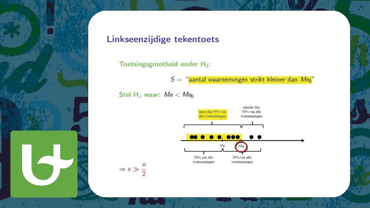 Hypothesetoetsen: Beslissingsregel voor een tekentoets