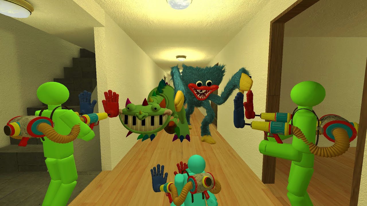 NIGHTMARE MONSTERS! Pianosaurus & Huggy Wuggy Chase 100 Players in Liminal Hotel in Garry's Mod Gmod