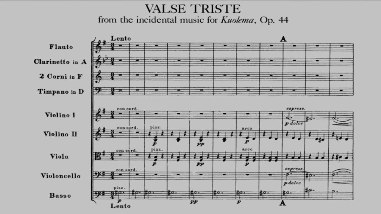 Valse triste, Sibelius. op.44 (Score)