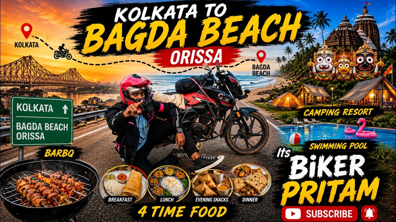 Kolkata To Bagda Beach Bike | Camping,4 Time Food 🍗 ,Swimming Pool & BBQ Night | 🌴 Budget Touring