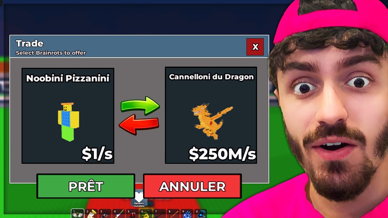 🔴PASSER DE NOOBINI A DRAGON en LIVE TRADE sur VOLE UN BRAINROT !🐉🤩
