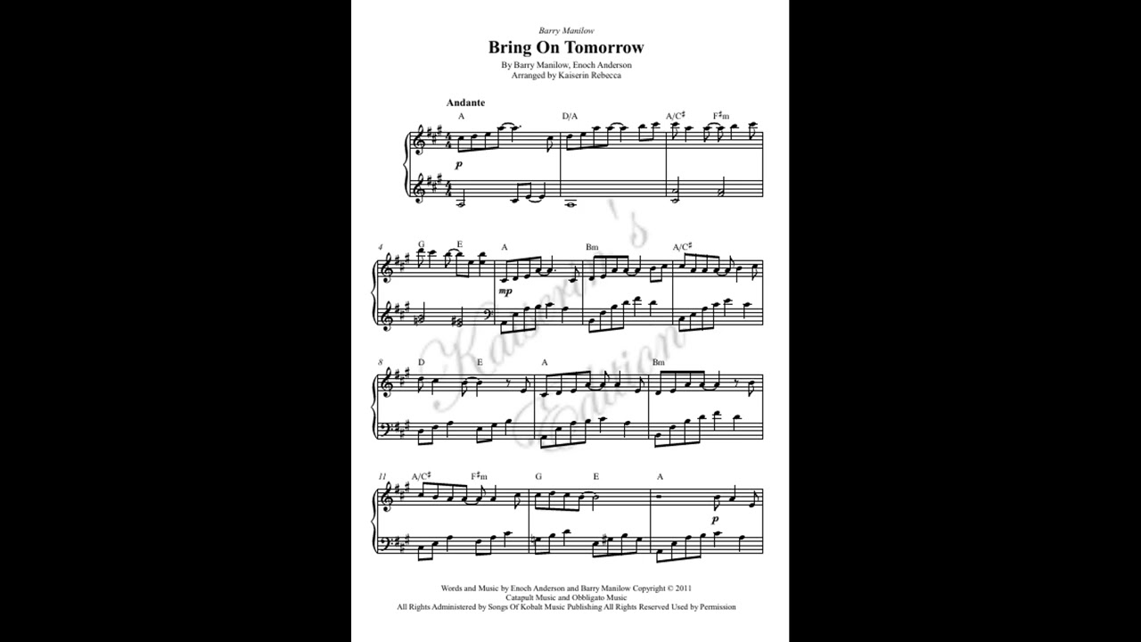 Bring on Tomorrow by  Barry Manilow