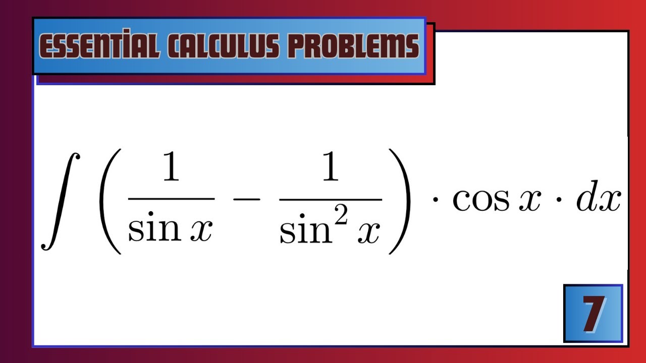 🎯 ∫(1/sin(x) - 1/sin²(x))·cos(x) dx — Substitution Method | North Campus