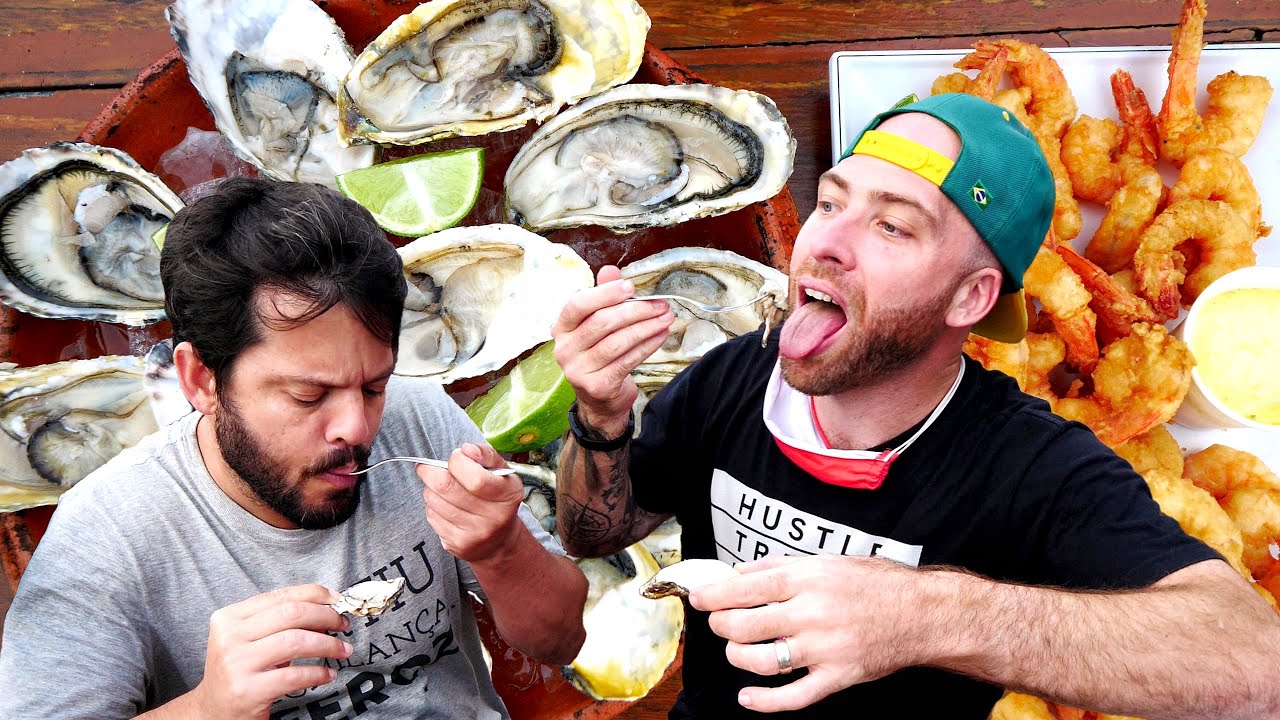 Brazilian STREET FOOD in FLORIANOPOLIS!! Shrimp, Oysters & Hot Dog | Florianopolis, Brazil