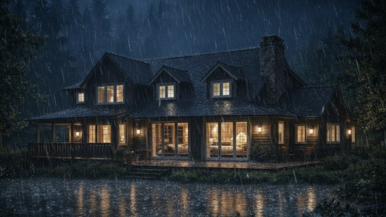 Rainy Night Serenity: Relaxing Cabin Ambiance (No Ads) | Sounds for Sleep, Meditation, Focus